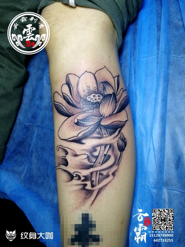 荷花莲花_纹身图案手稿图片_老谢的纹身作品集