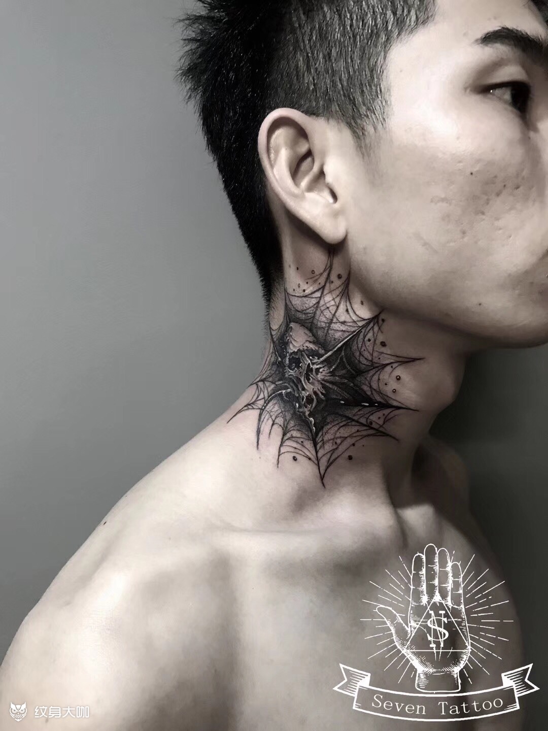 脖子_纹身图案手稿图片_良子的纹身作品集