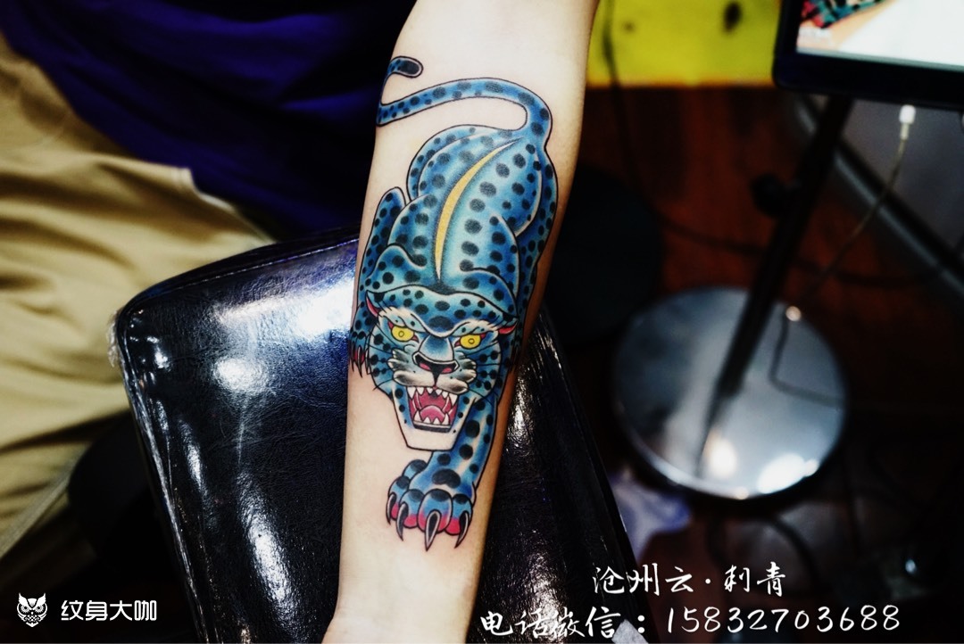 小臂豹子 完成_纹身图案手稿图片_米相云的纹身作品集