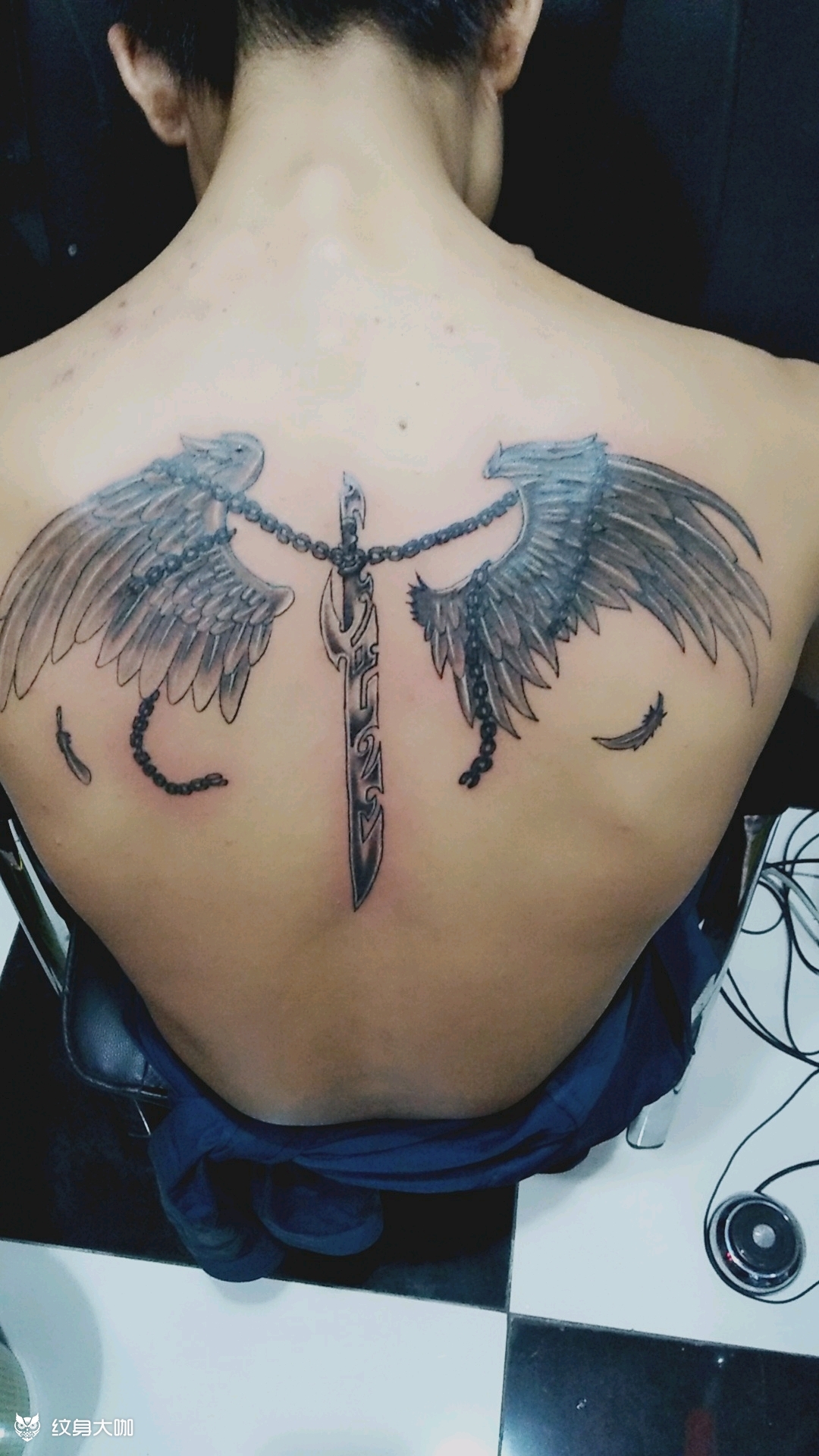 翅膀_纹身图案手稿图片_梁妙新的纹身作品集