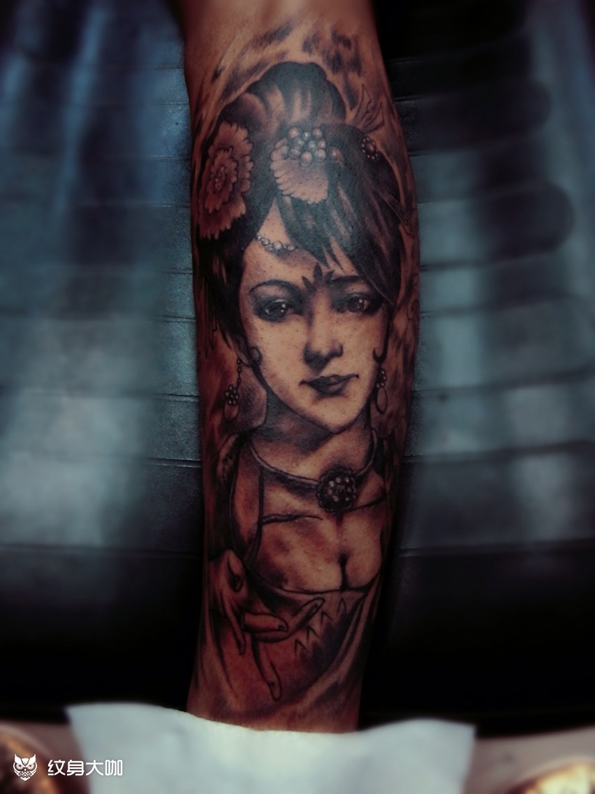 古代仕女_纹身图案手稿图片_田野的纹身作品集