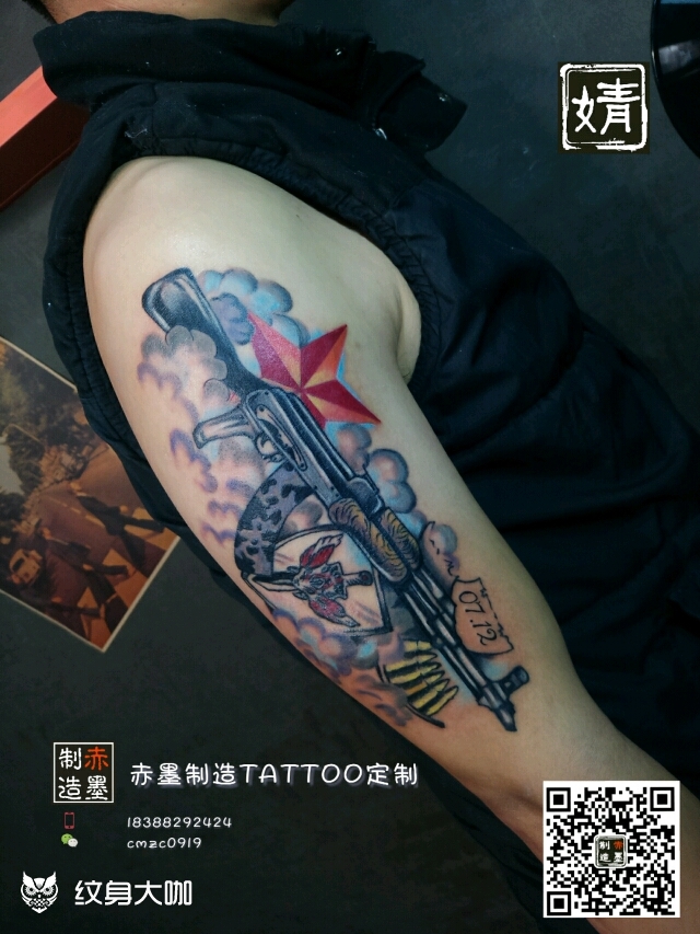 ak47_纹身图案手稿图片_婧子的纹身作品集