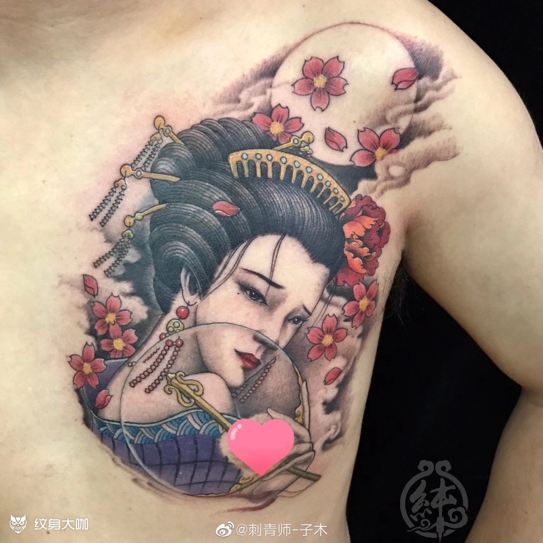 艺伎(遮盖)_纹身图案手稿图片_莫问的纹身作品集