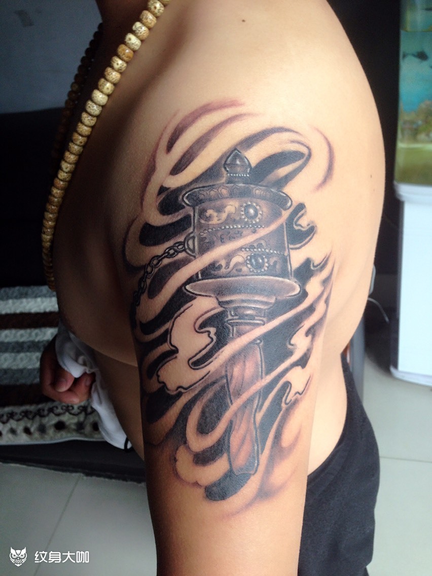 转经轮_纹身图案手稿图片_姜建峰的纹身作品集