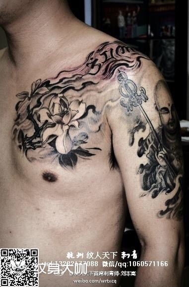 地藏王半甲_纹身图案手稿图片_刘本高的纹身作品集