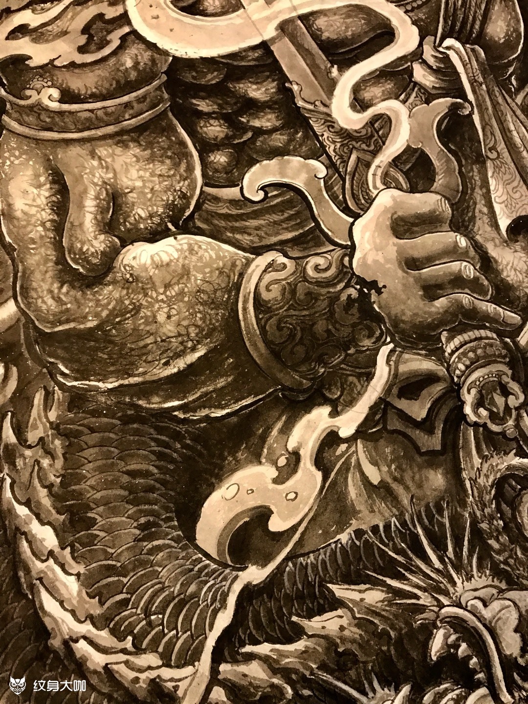 不动明王烈火风_纹身图案手稿图片_小明的纹身作品集