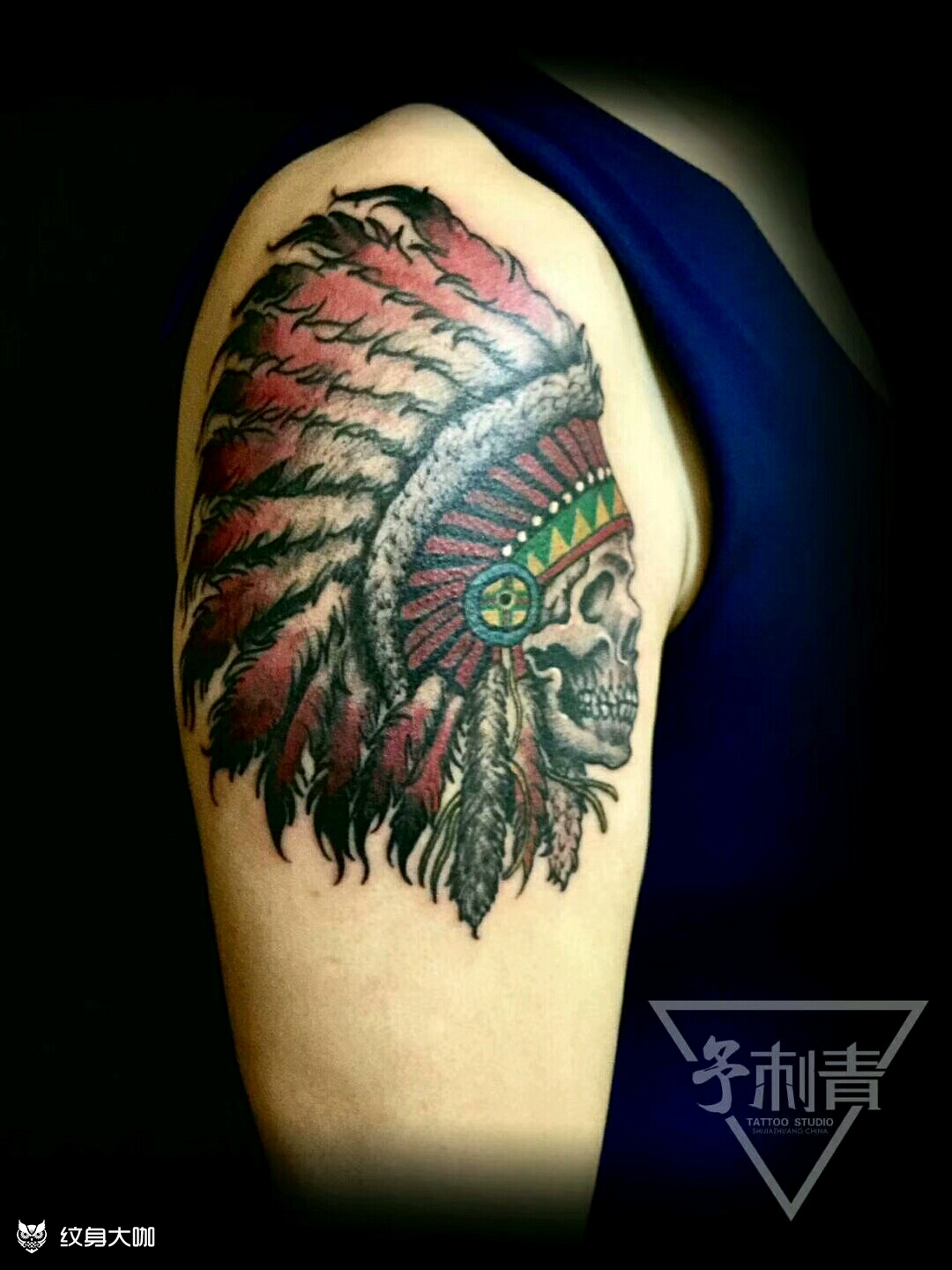 印第安骷髅大佬_纹身图案手稿图片_予刺靑.主理人.雕予的纹身作品集