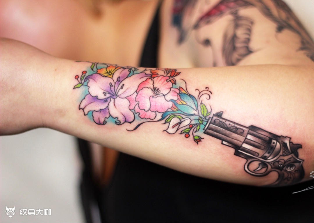 小清新花枪_纹身图案手稿图片_镯镯的纹身作品集