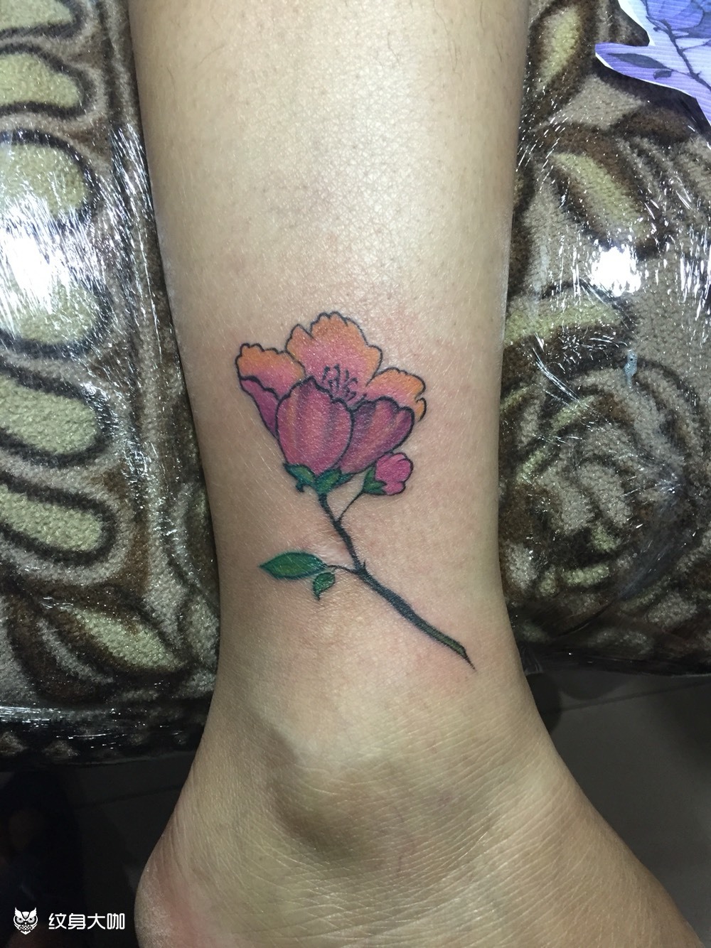 脚踝 小花_纹身图案手稿图片_杨东的纹身作品集