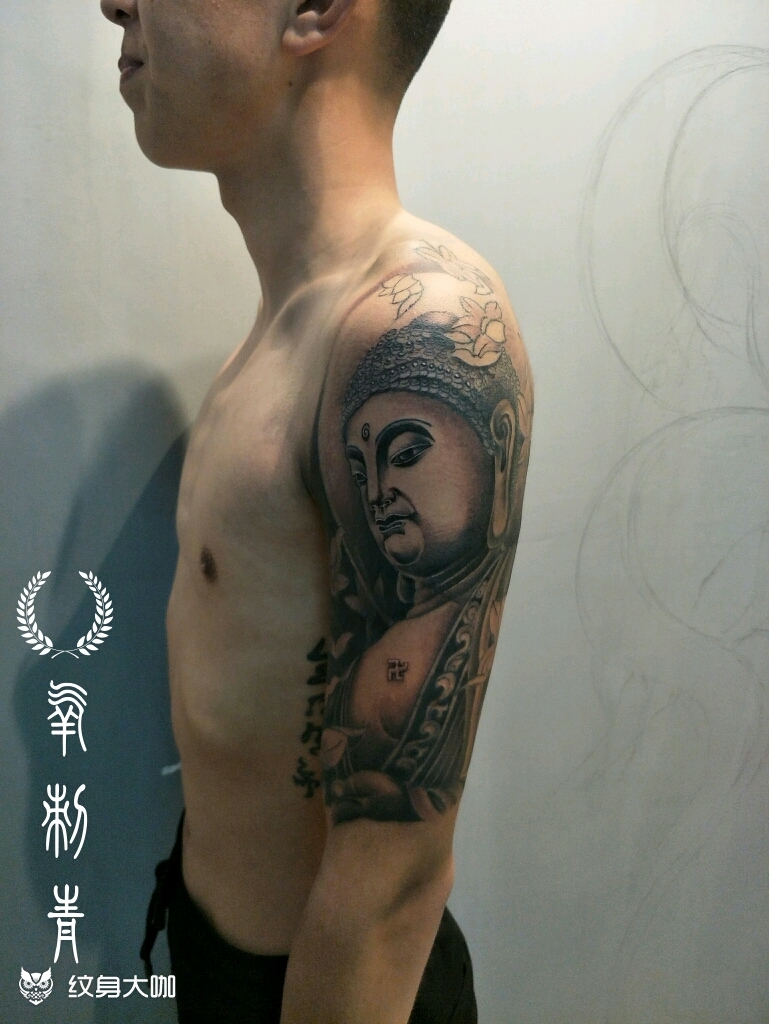 阿弥陀佛_纹身图案手稿图片_吕晓阳的纹身作品集