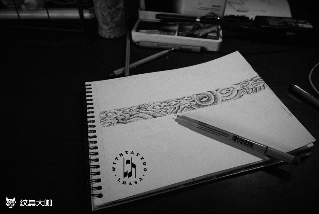 祥云臂环_纹身图案手稿图片_夏冰的纹身作品集