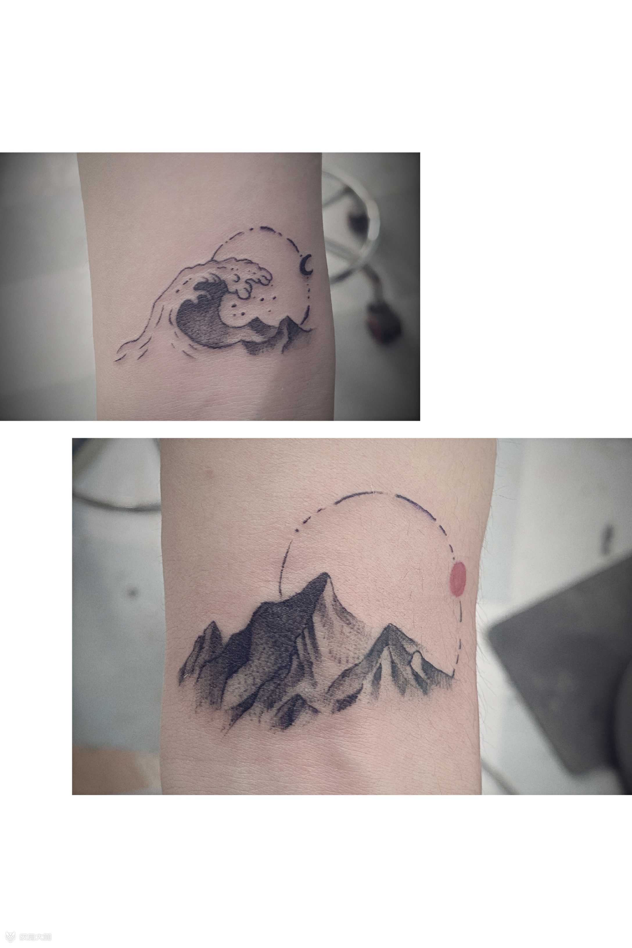 日月山海纹身手稿图片