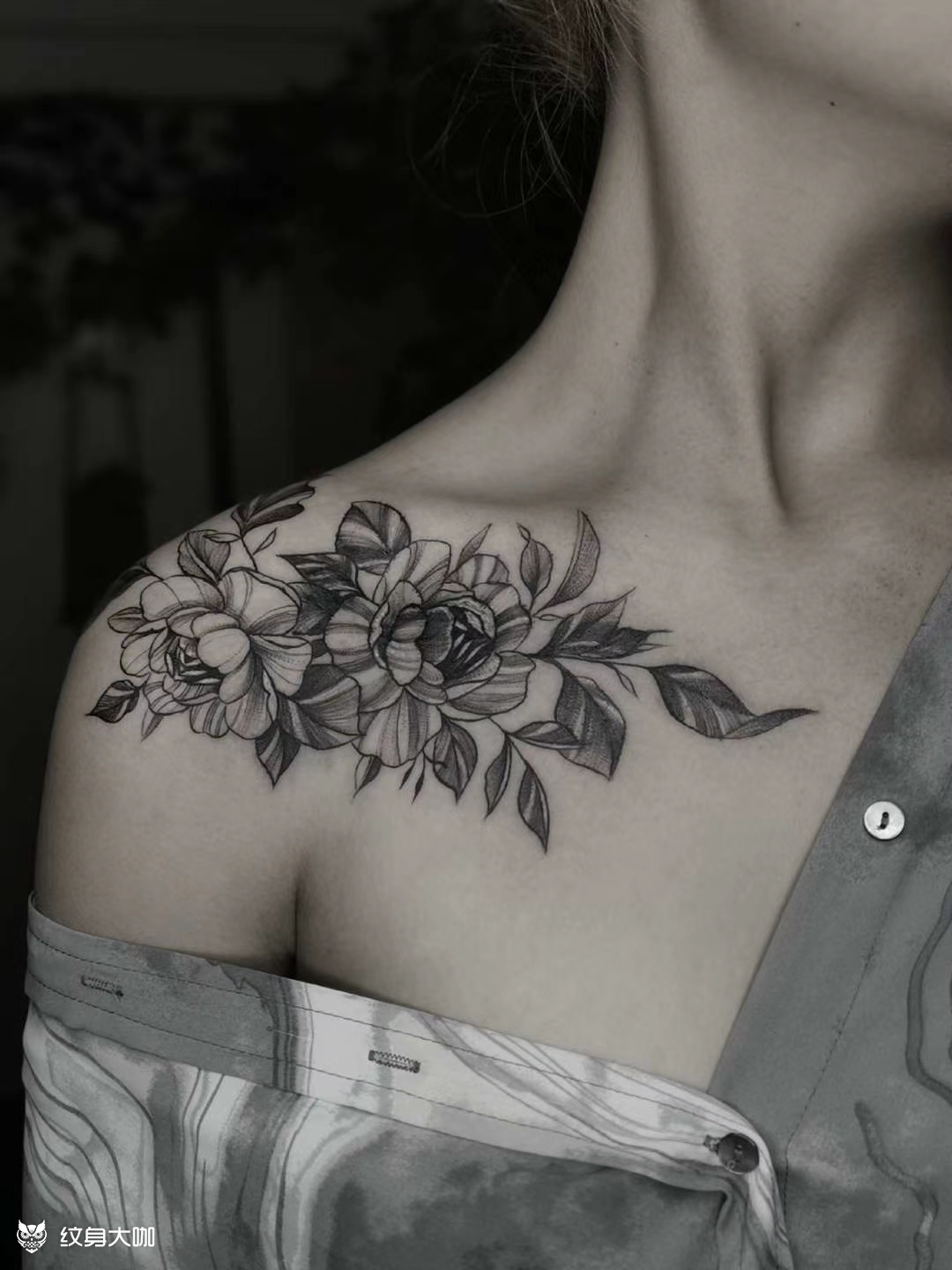 肩花_纹身图案手稿图片_疯二姐的纹身作品集