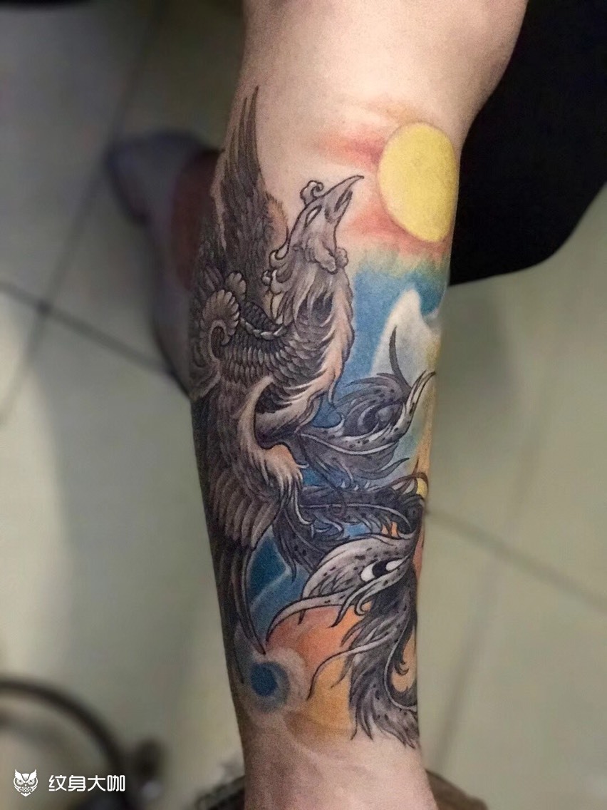 凤凰牡丹_纹身图案手稿图片_陈维国的纹身作品集