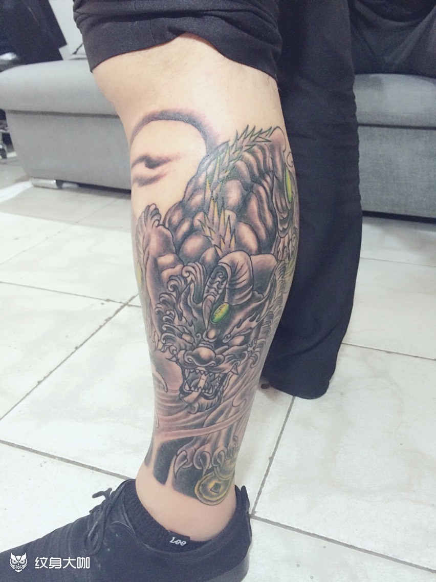 包小腿貔貅_纹身图案手稿图片_苟建中的纹身作品集