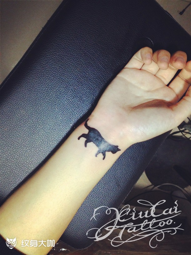 今天的手腕小黑猫_纹身图案手稿图片_刘三石的纹身作品集