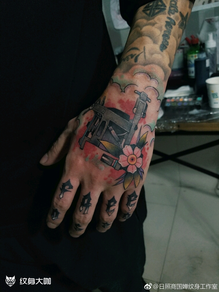 手面纹身机哥特英文