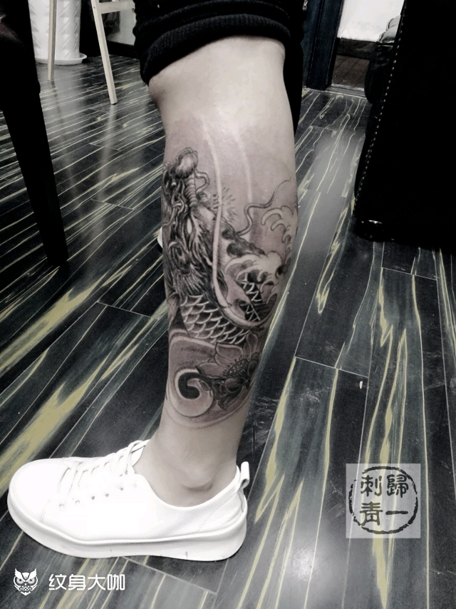 鳌鱼_纹身图案手稿图片_sanshan的纹身作品集