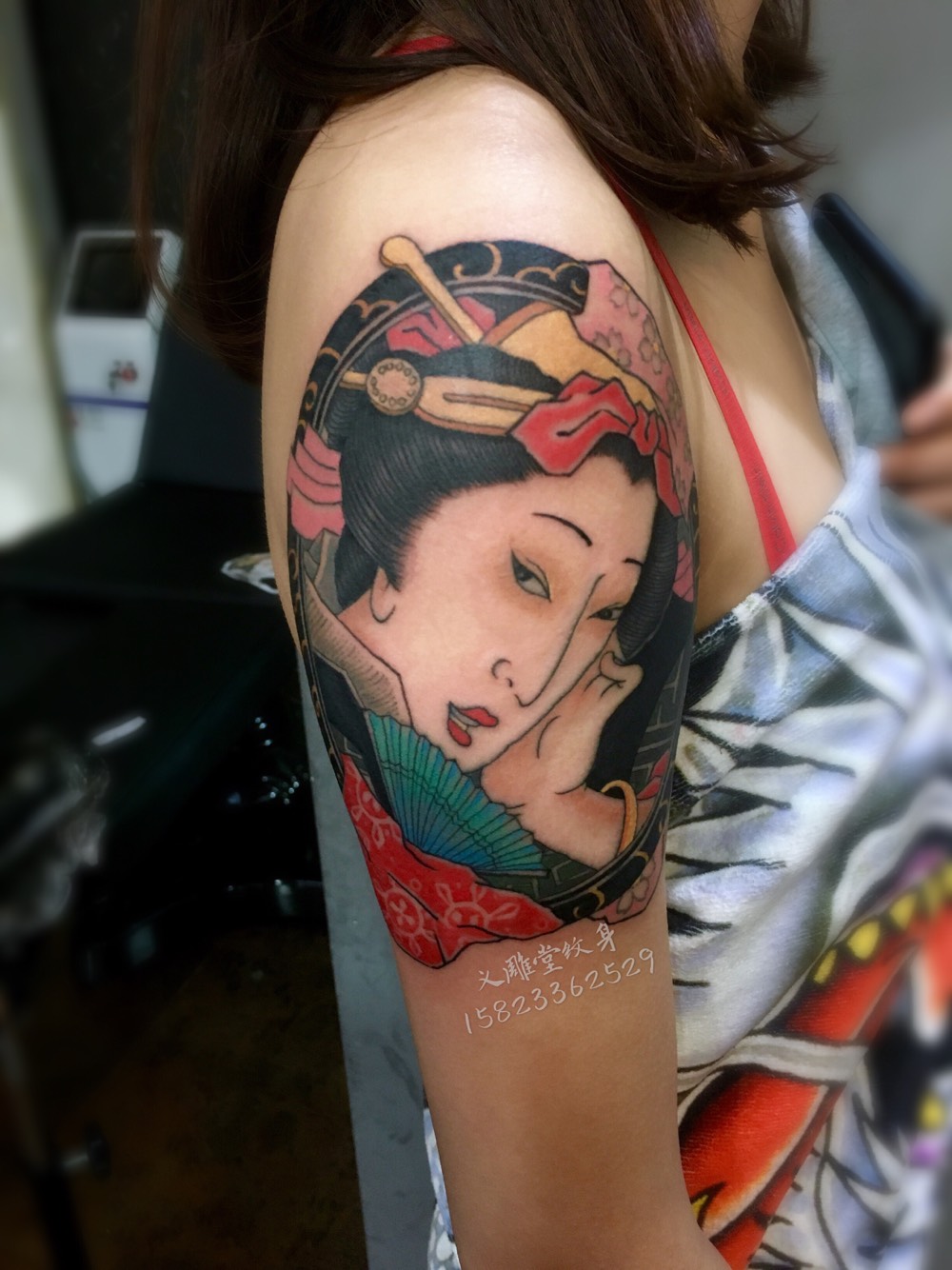 日式艺妓纹身_纹身图案手稿图片_义老师的纹身作品集