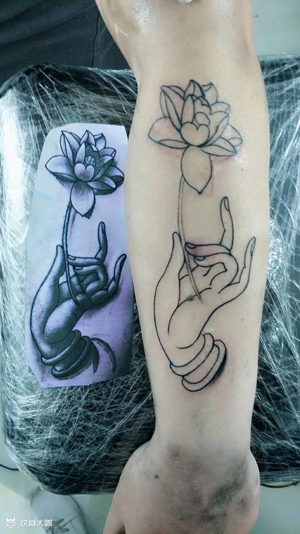 佛手莲花_纹身图案手稿图片_墨道刺客的纹身作品集