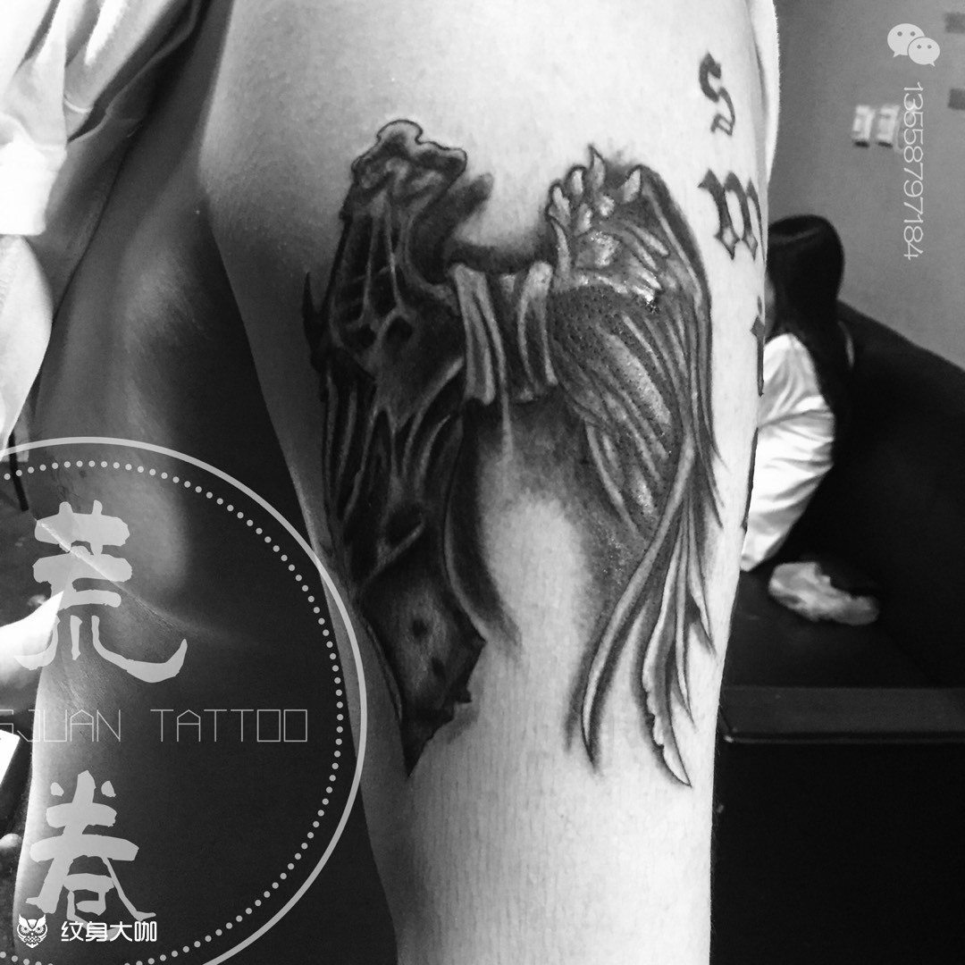 翅膀修改_纹身图案手稿图片_黄山的纹身作品集