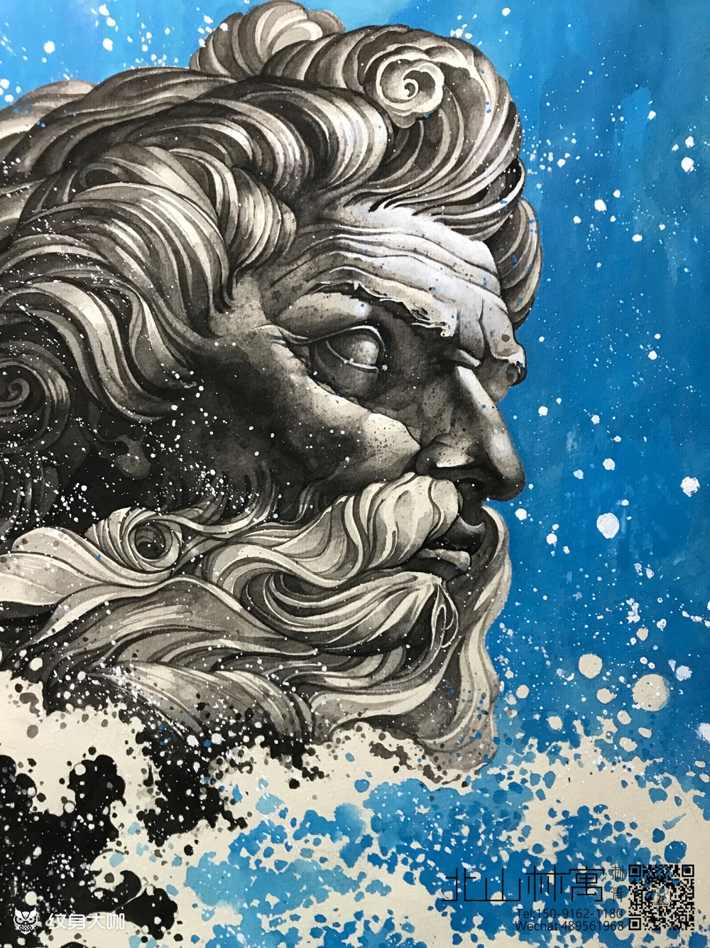 海神波塞冬_纹身图案手稿图片_王硕的纹身作品集