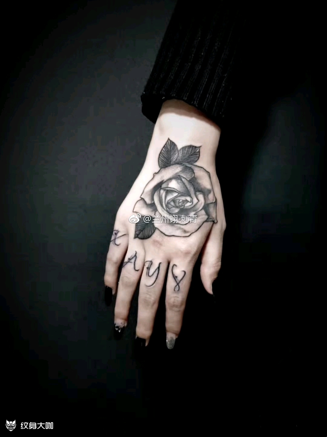 玫瑰 爆手背_纹身图案手稿图片_王嘉钰的纹身作品集