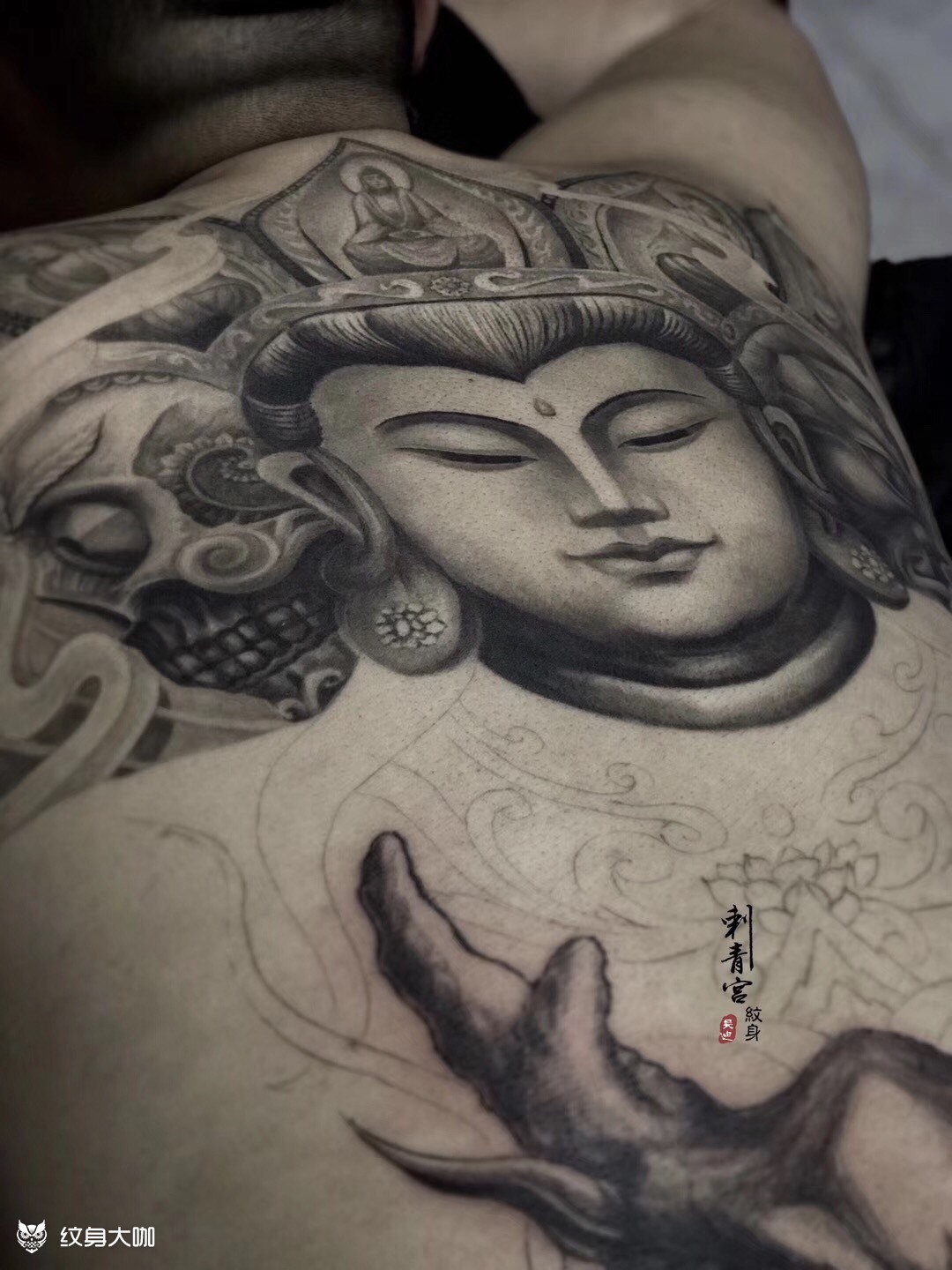 虚空藏菩萨_纹身图案手稿图片_吴迪的纹身作品集