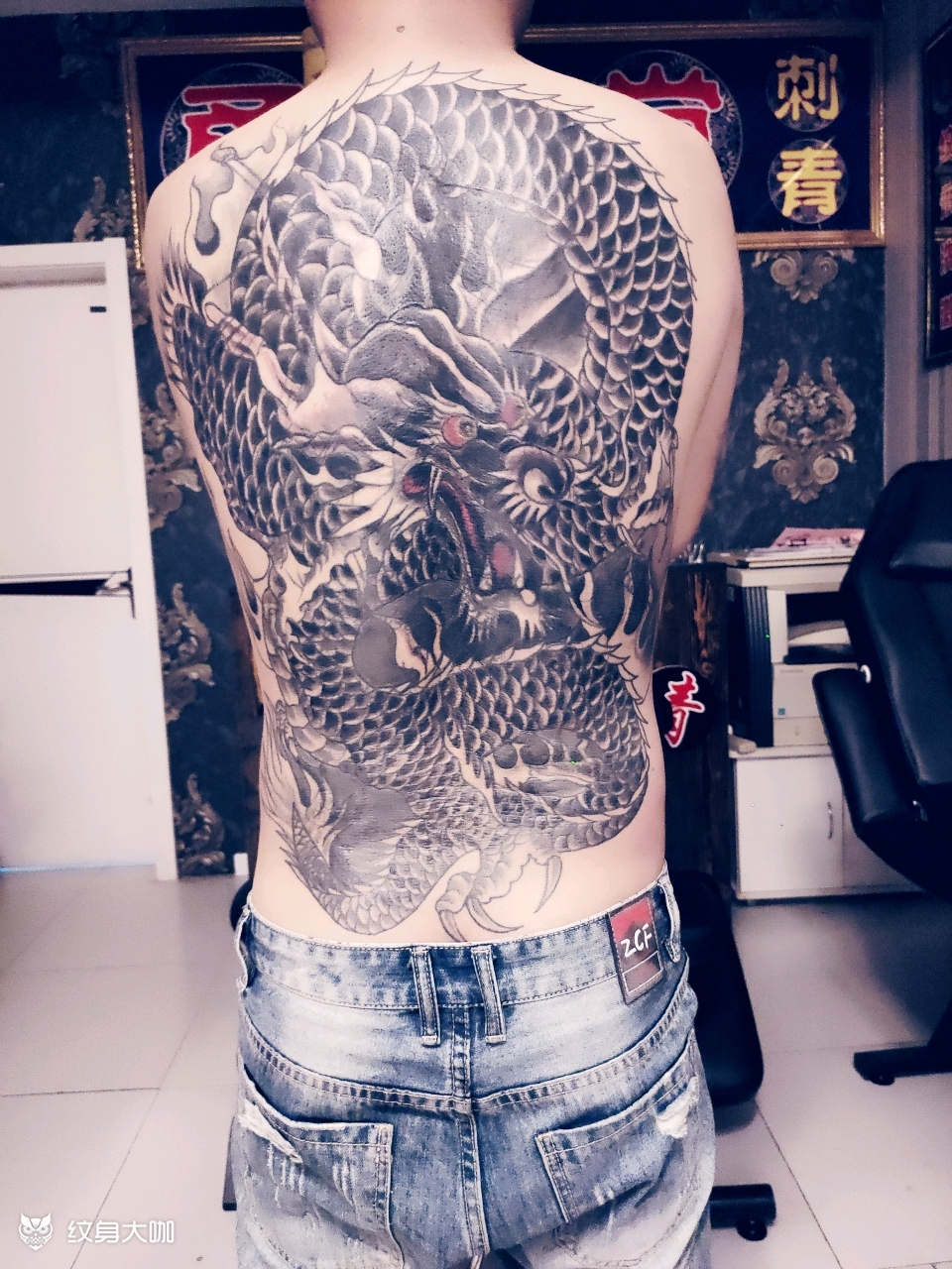 满背遮盖老纹身未完成待续_纹身图案手稿图片_王志勇的纹身作品集