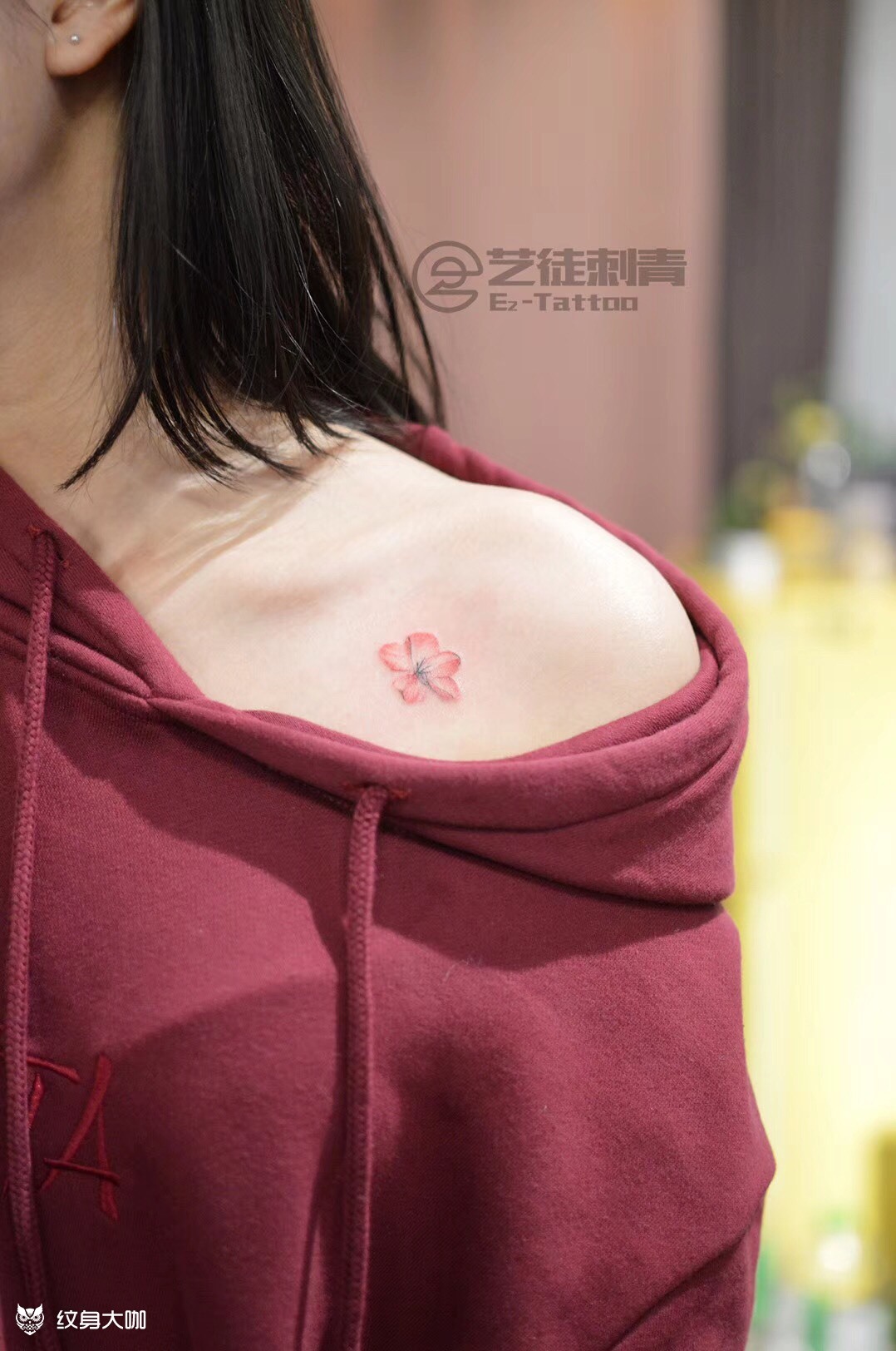 锁骨小花_纹身图案手稿图片_张小宝的纹身作品集
