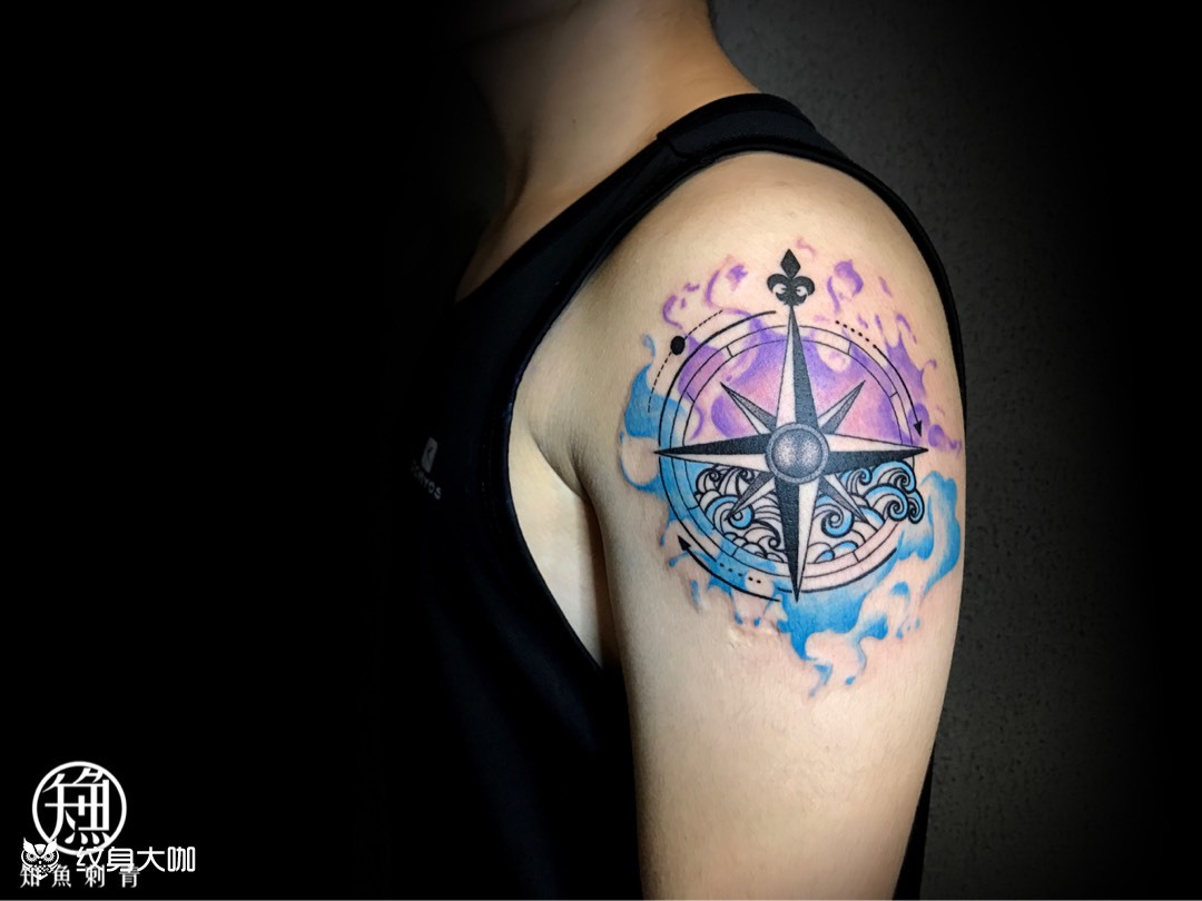 指南针_纹身图案手稿图片_大牙的纹身作品集