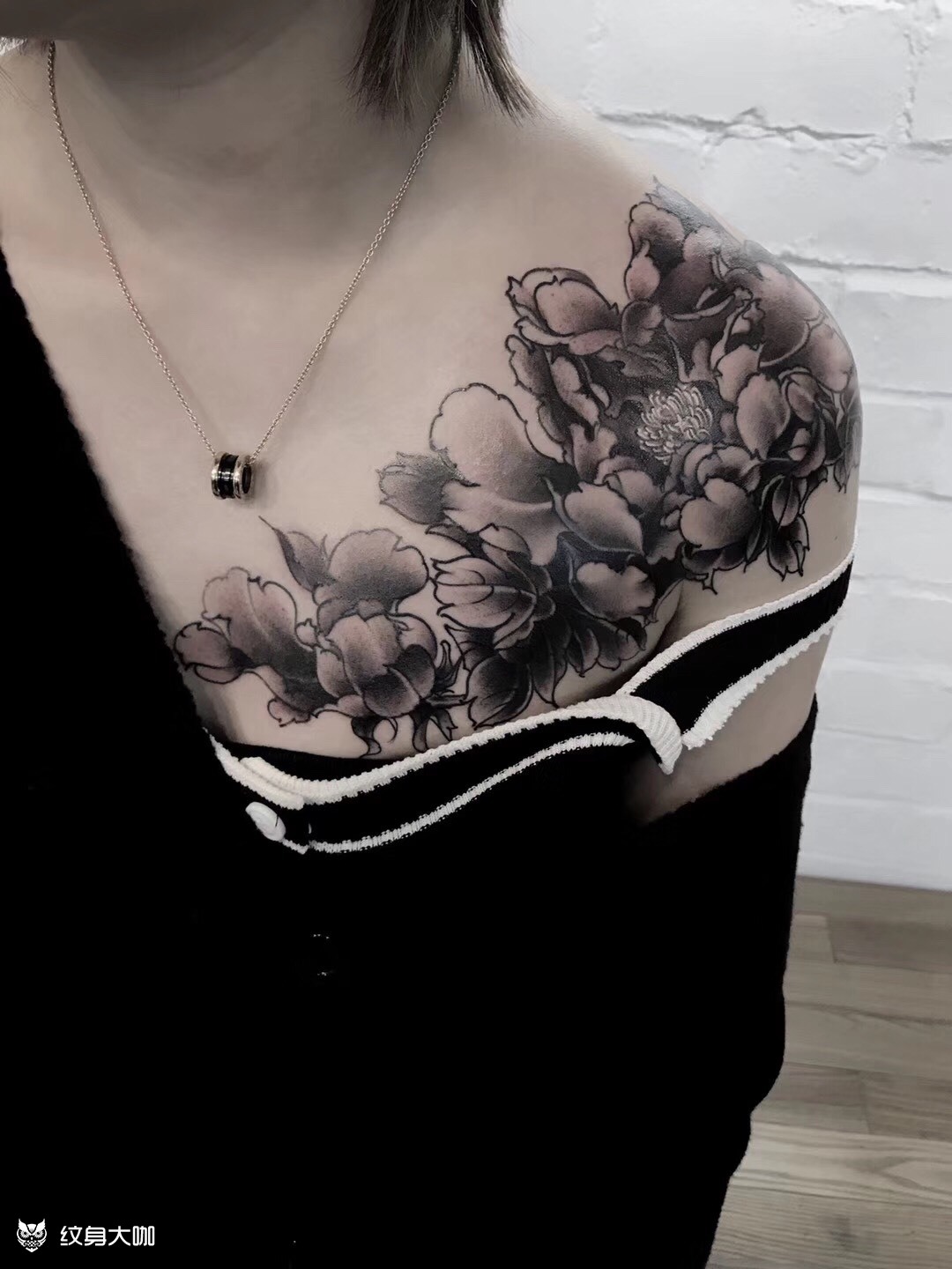 牡丹花_纹身图案手稿图片_弘明的纹身作品集