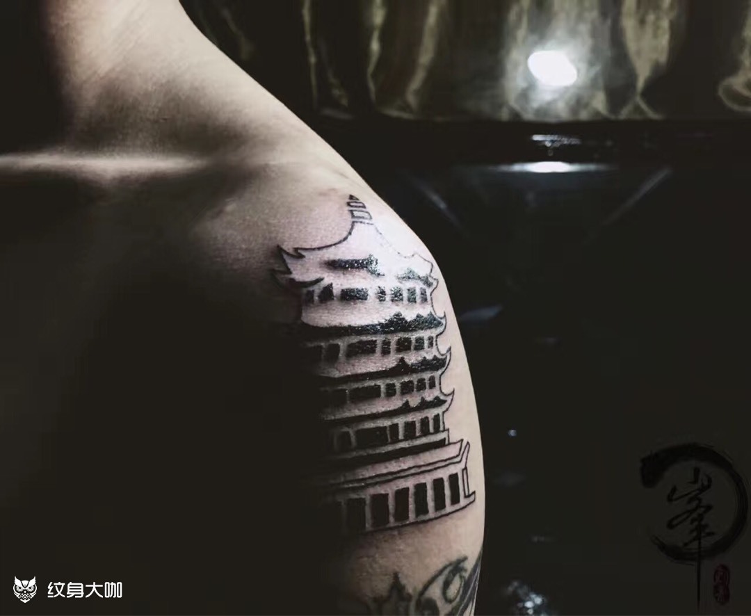 黄鹤楼_纹身图案手稿图片_王一的纹身作品集