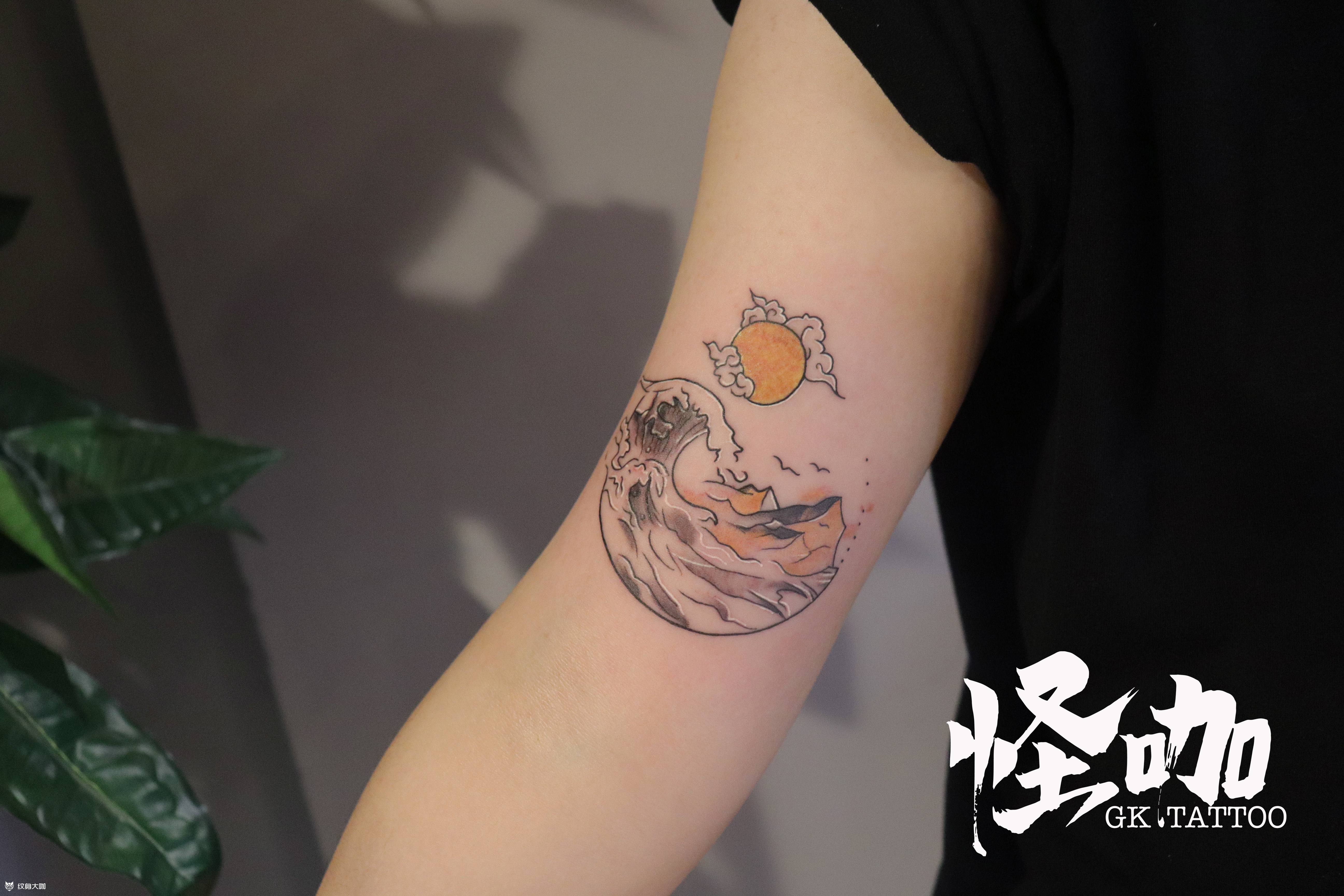 落日归山海_纹身图案手稿图片_天津怪咖的纹身作品集