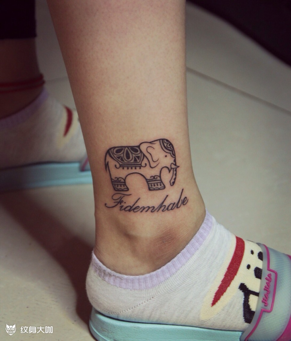 脚腕小象_纹身图案手稿图片_小雨的纹身作品集