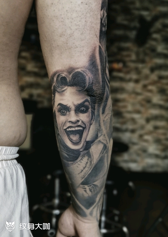 花臂小丑局部_纹身图案手稿图片_节奏----力的纹身作品集