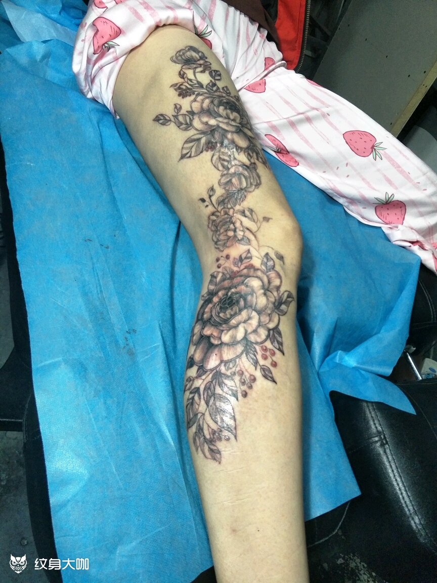 大腿疤痕遮盖_纹身图案手稿图片_文森的纹身作品集