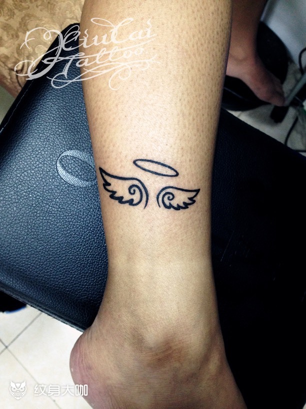今天的脚踝天使翅膀(活动)_纹身图案手稿图片_l3s的纹身作品集