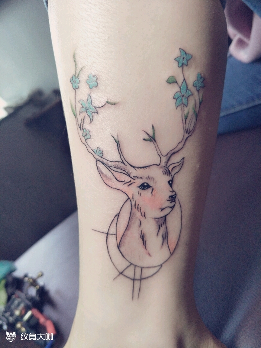 麋鹿_纹身图案手稿图片_x斌的纹身作品集
