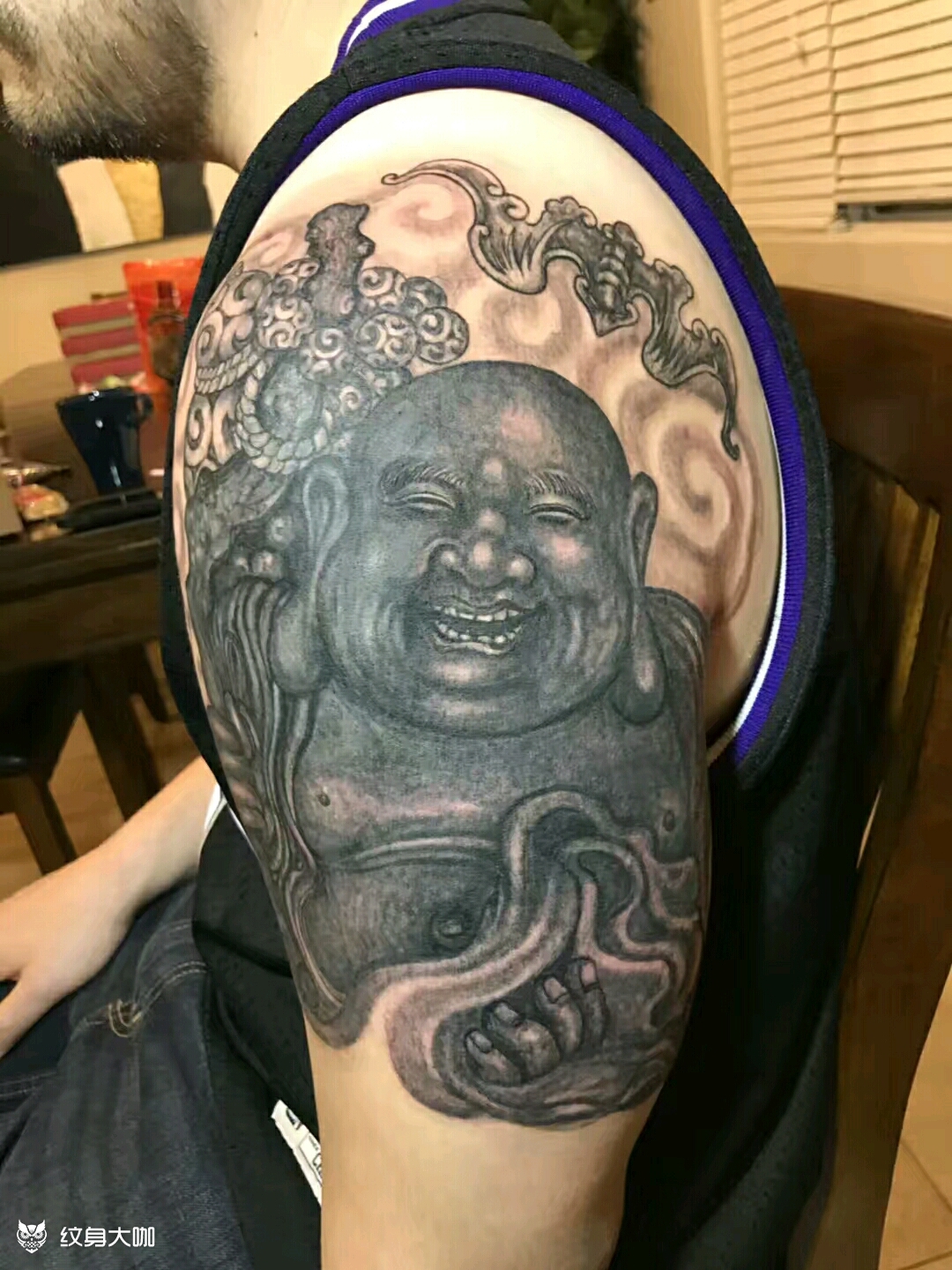 弥勒佛_纹身图案手稿图片_萧时哲的纹身作品集