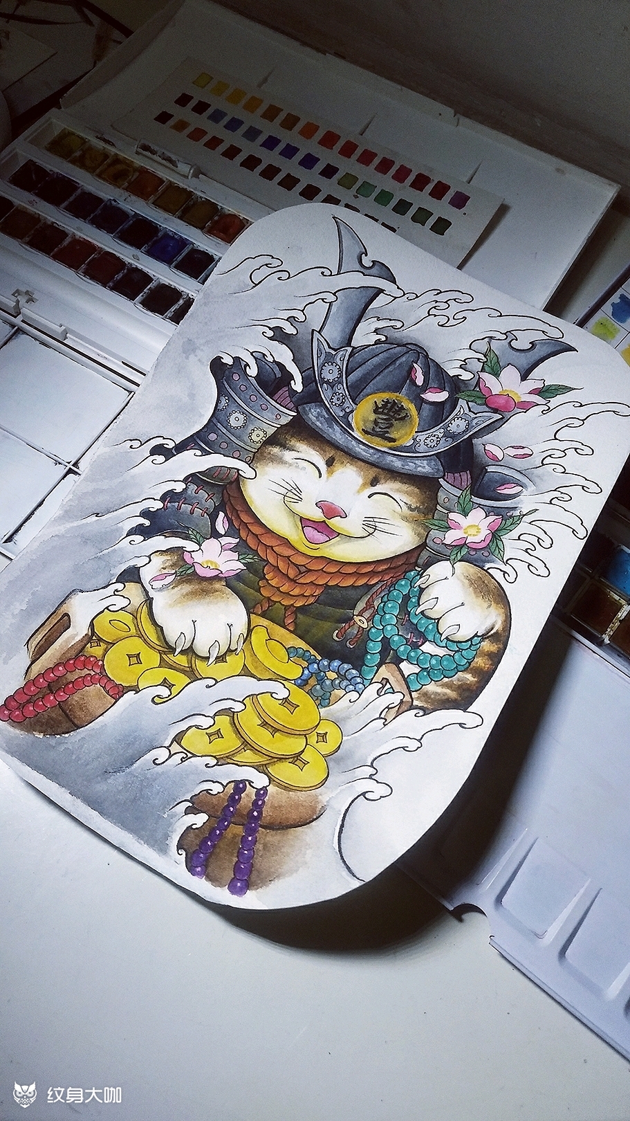 招财猫_纹身图案手稿图片_韩健的纹身作品集