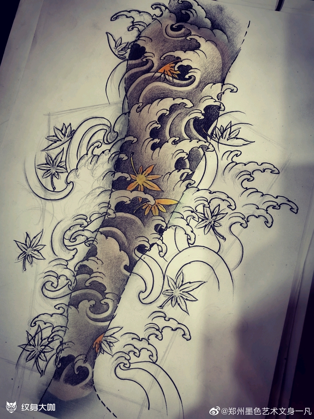 大浪98腿_纹身图案手稿图片_一凡的纹身作品集