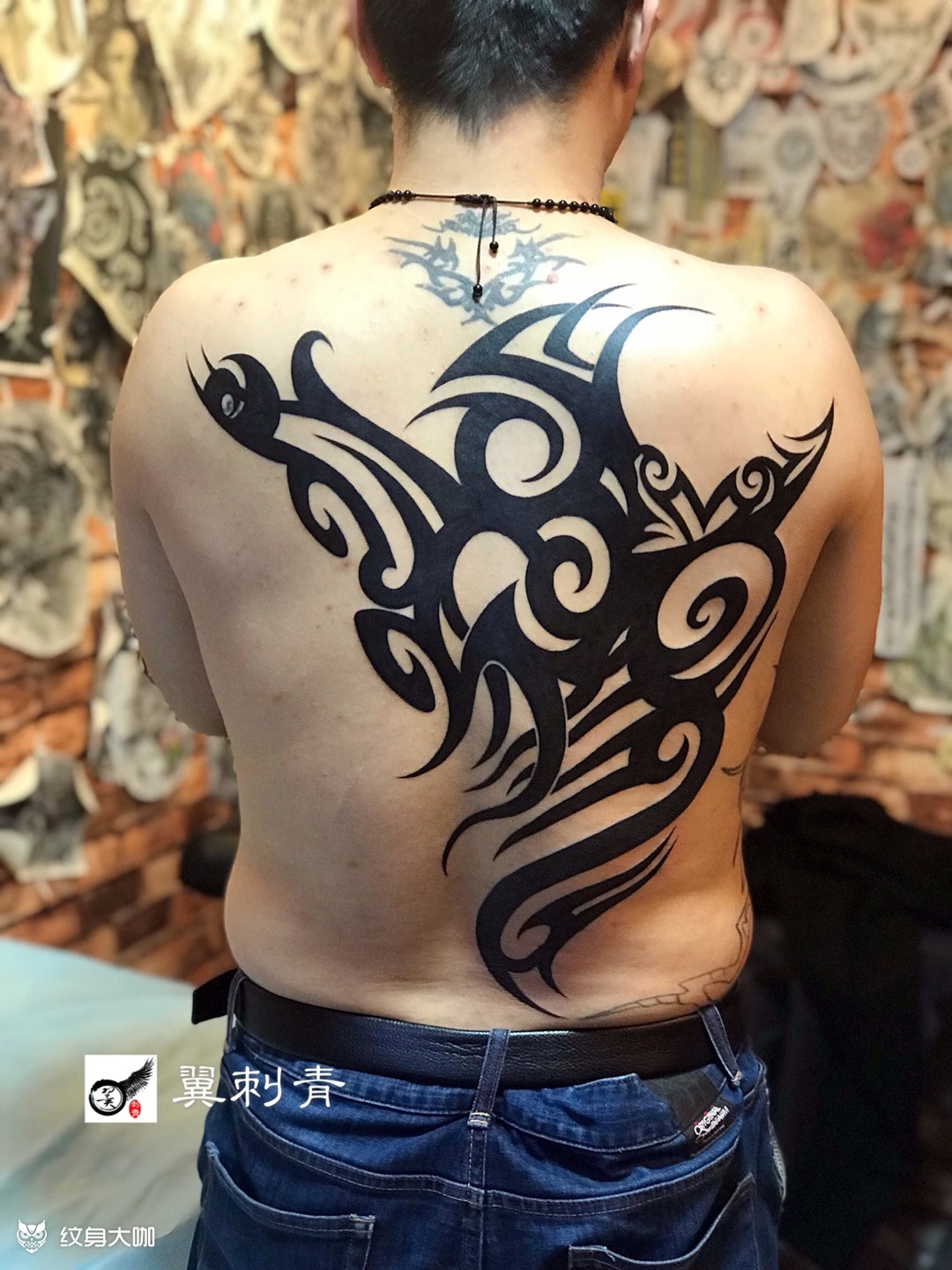 图腾背_纹身图案手稿图片_李杰的纹身作品集