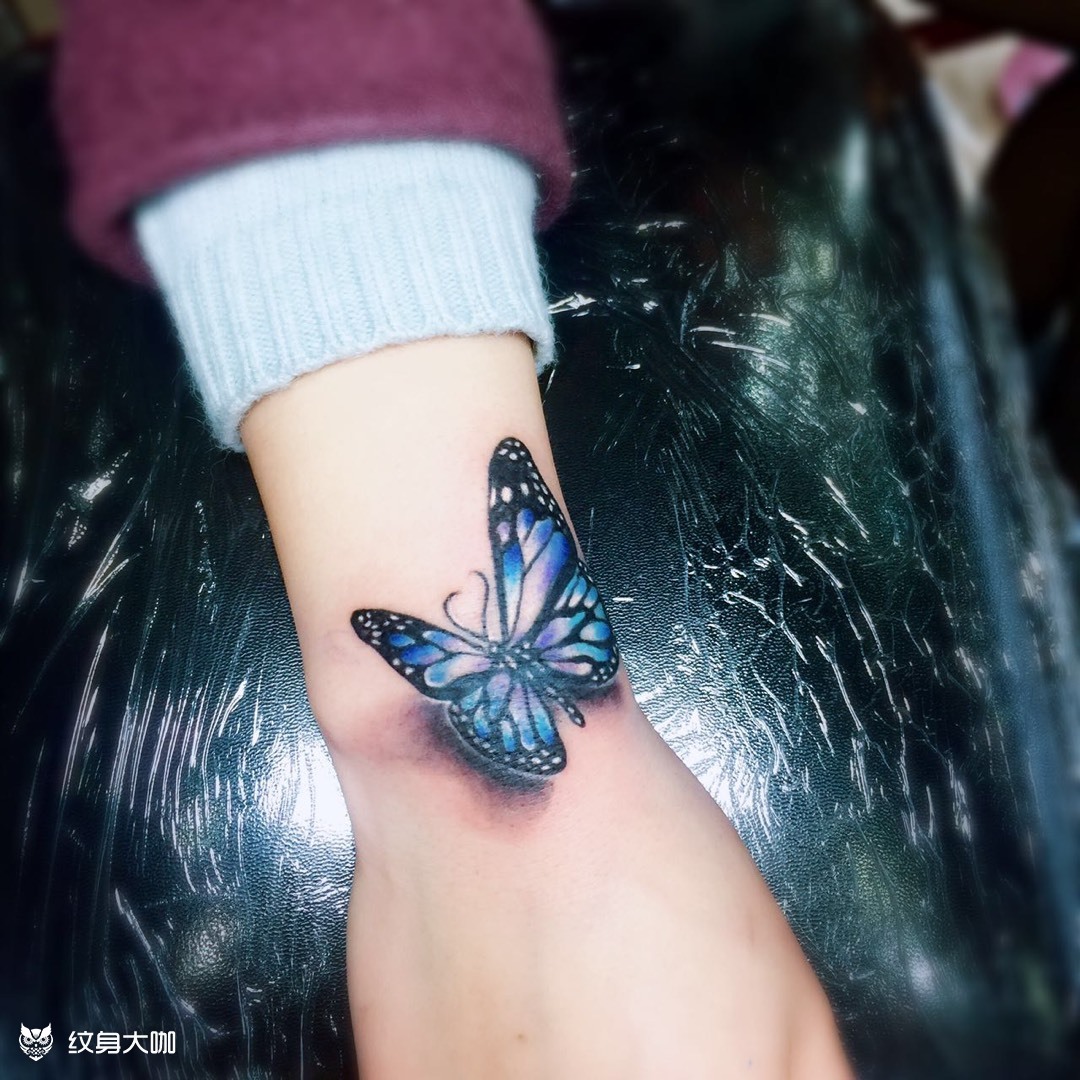 蝴蝶遮盖疤痕_纹身图案手稿图片_阿青的纹身作品集