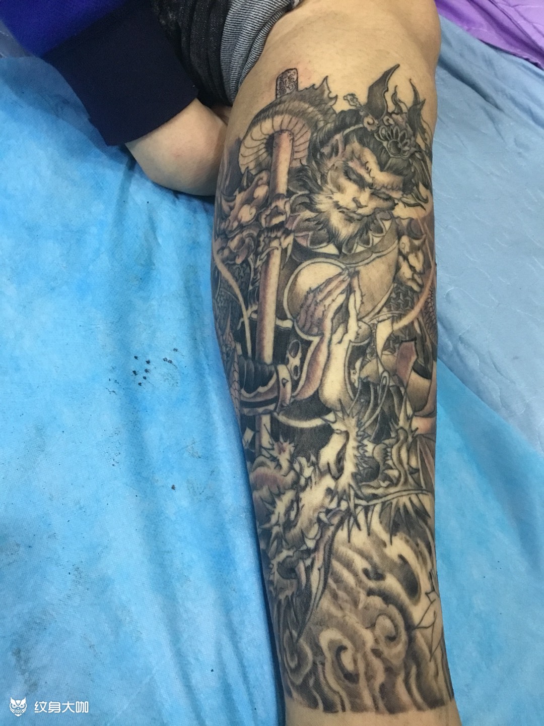 悟空不动明王包小腿_纹身图案手稿图片_语泽的纹身作品集