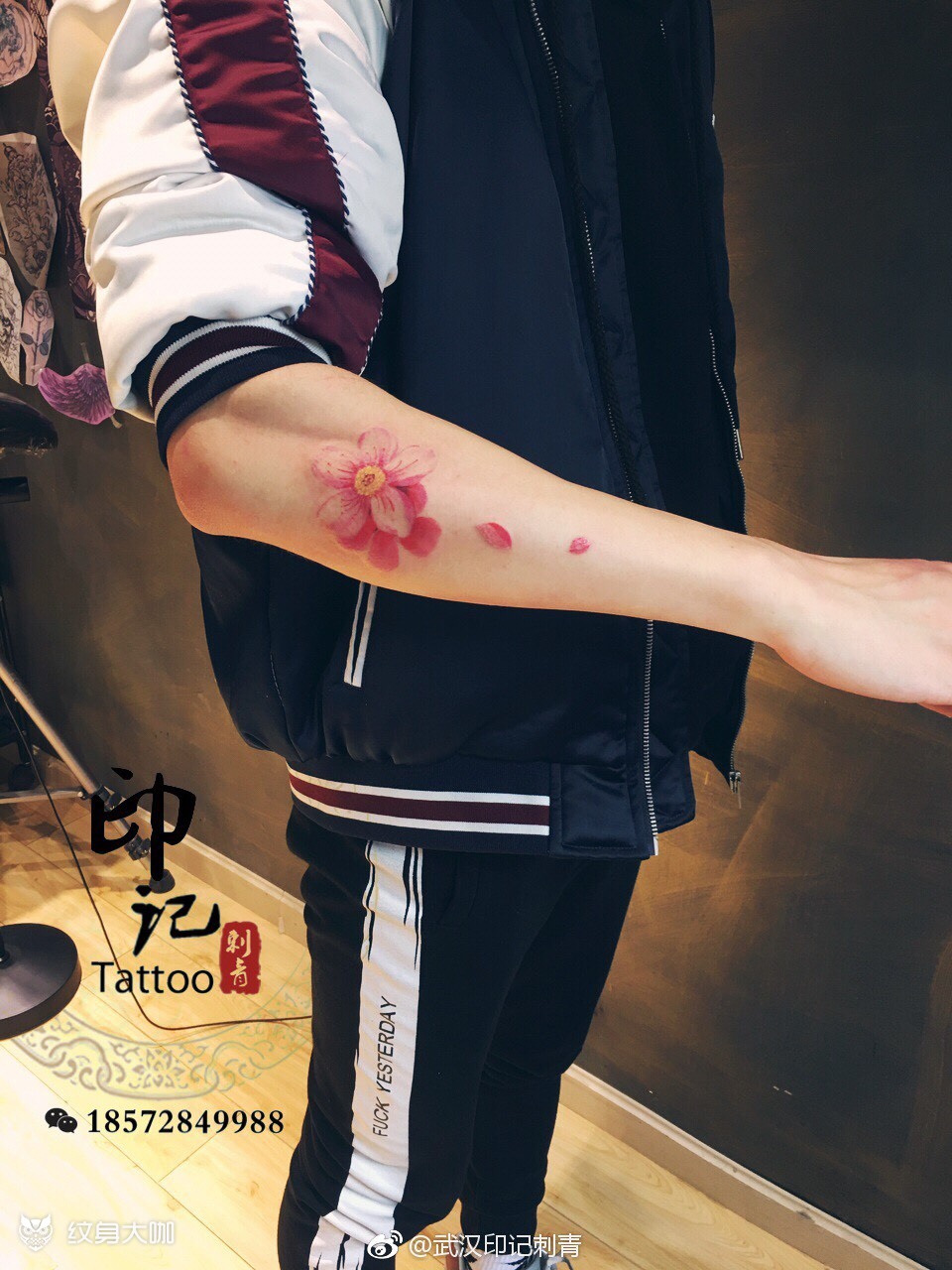 小臂樱花_纹身图案手稿图片_贺壹的纹身作品集