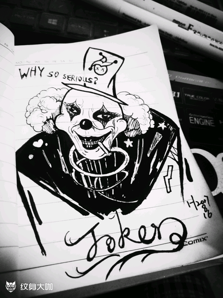 joker_纹身图案手稿图片_枝人的纹身作品集
