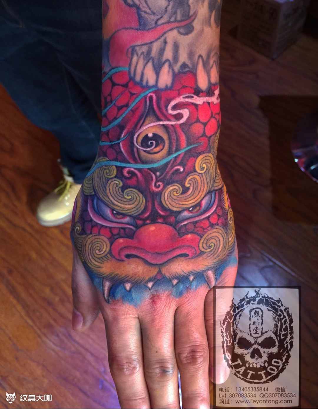 手背唐狮_纹身图案手稿图片_李庆文的纹身作品集