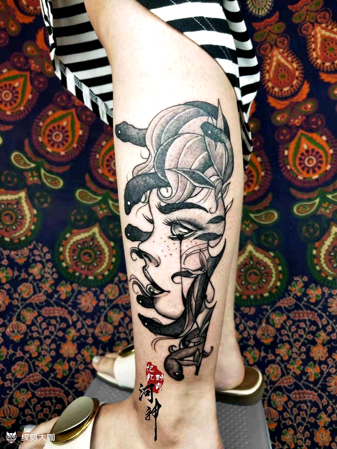 美杜莎 三针打雾_纹身图案手稿图片_何文赛的纹身作品集