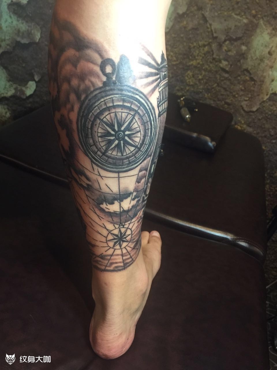 欧美罗盘指南针77灯塔_纹身图案手稿图片_鹤针堂的纹身作品集